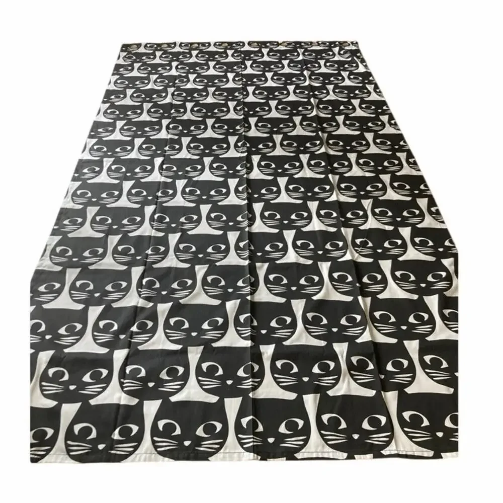 IKEA Mattram black cat set of 2 curtain panels 57x98 and long pillow catlady fun